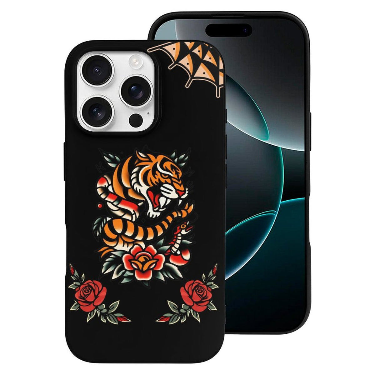 Old School Tiger Rose Print - Phone Case