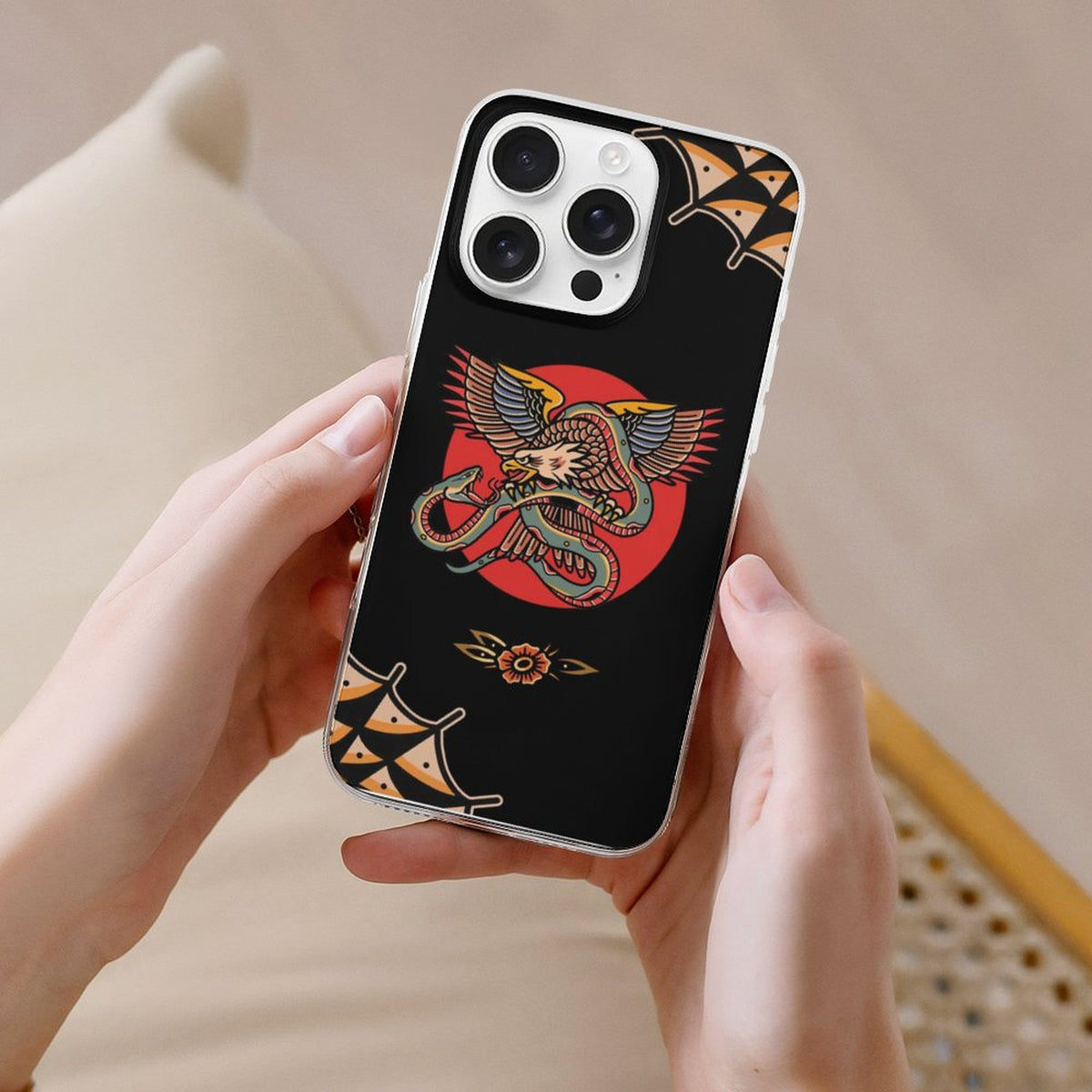 Vintage Eagle & Snake Print - Phone Case