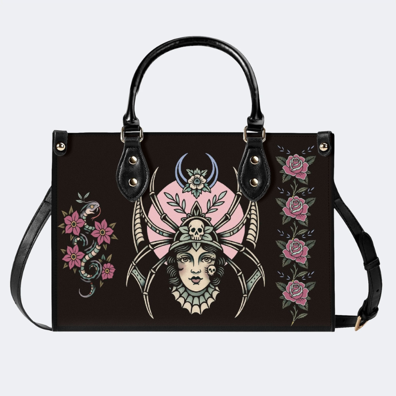 Vintage Spider Queen Print Handbag Factory Direct Sales