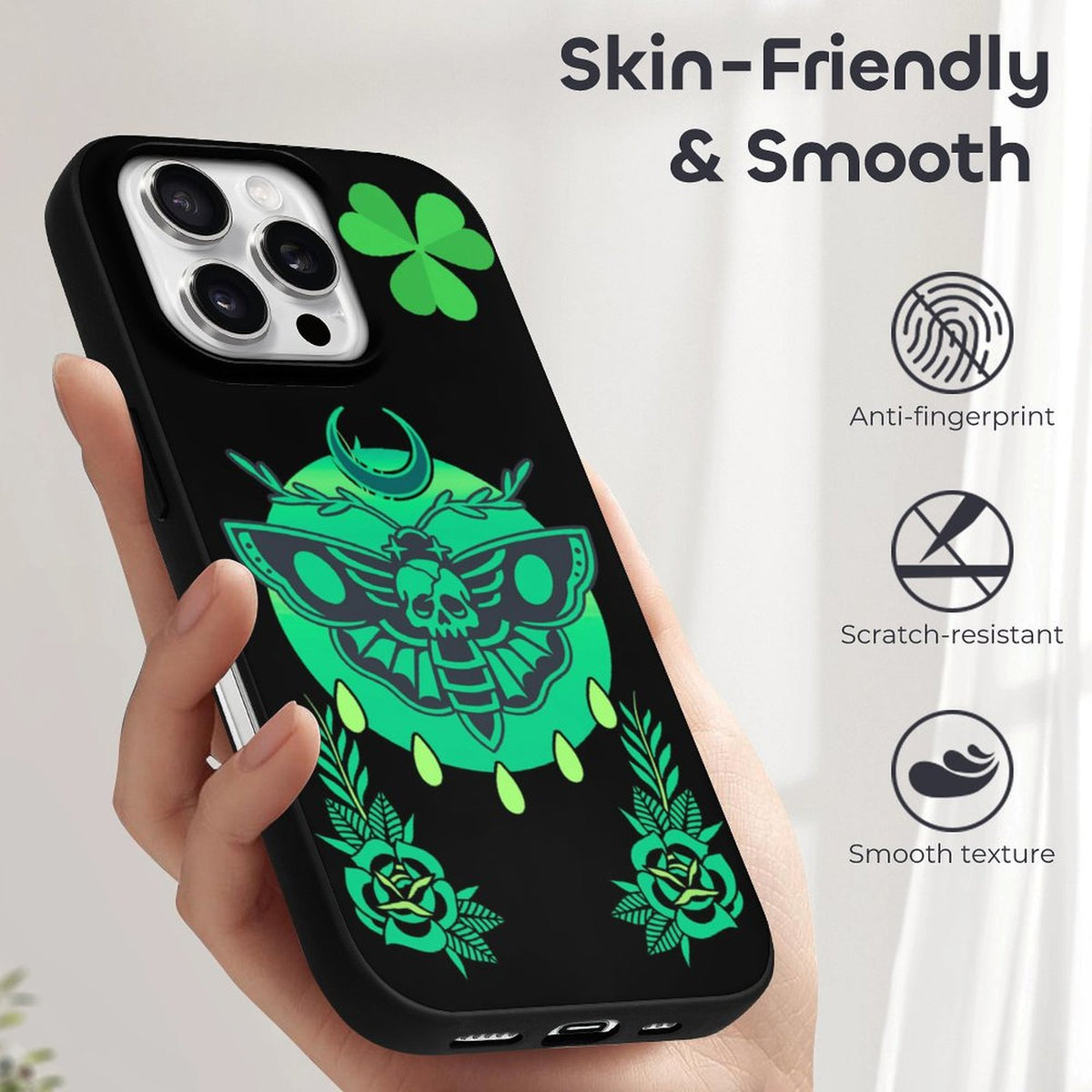 Shamrock Death Moth Print - Phone Case