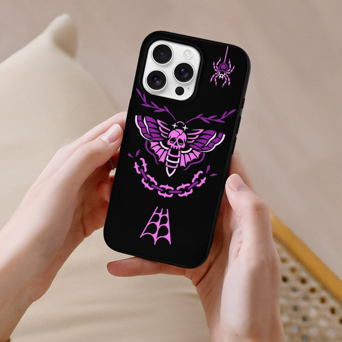 Purple Death Moth Print - Phone Case