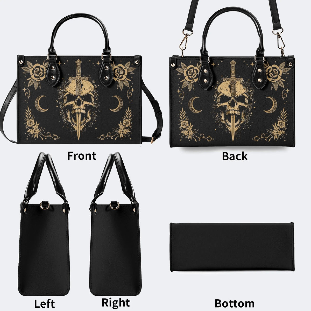 Skull Dagger Moon Rose Print Handbag Factory Direct Sales