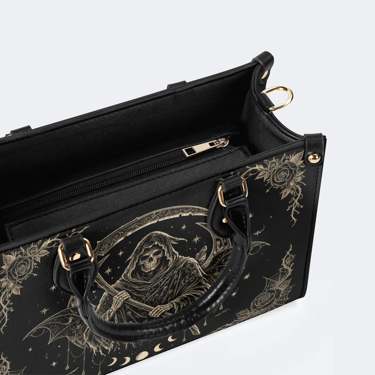 Grim Reaper Rose Print Handbag Factory Direct Sales