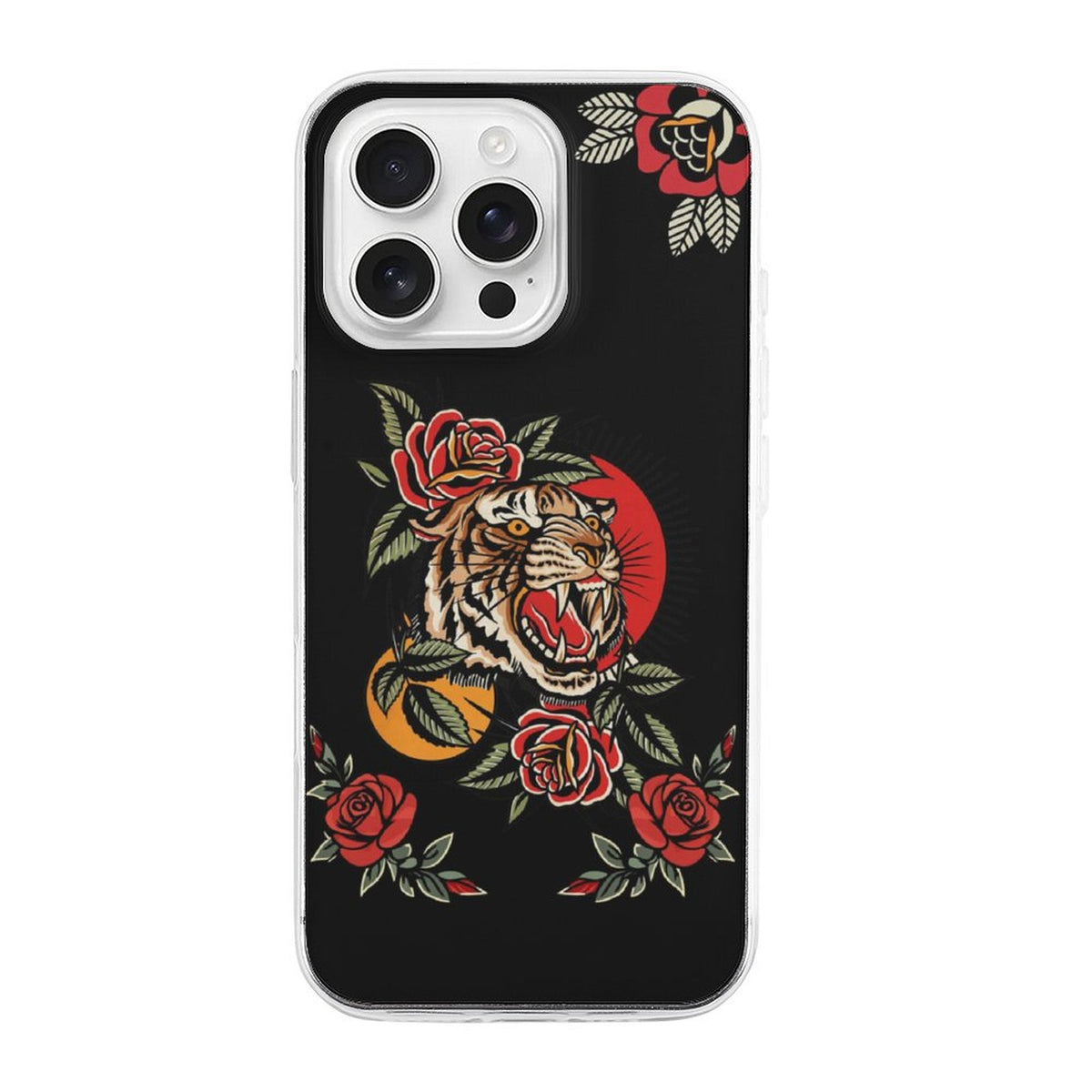 Old School Rose Tiger Print - Phone Case