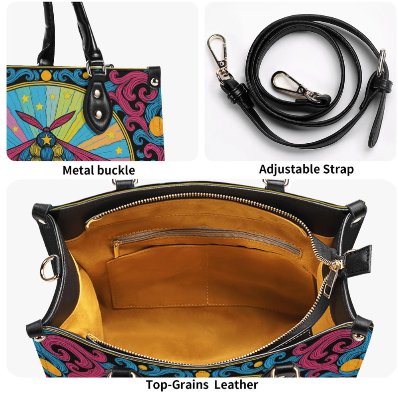 Colorful Moth Print Handbag Factory Direct Sales