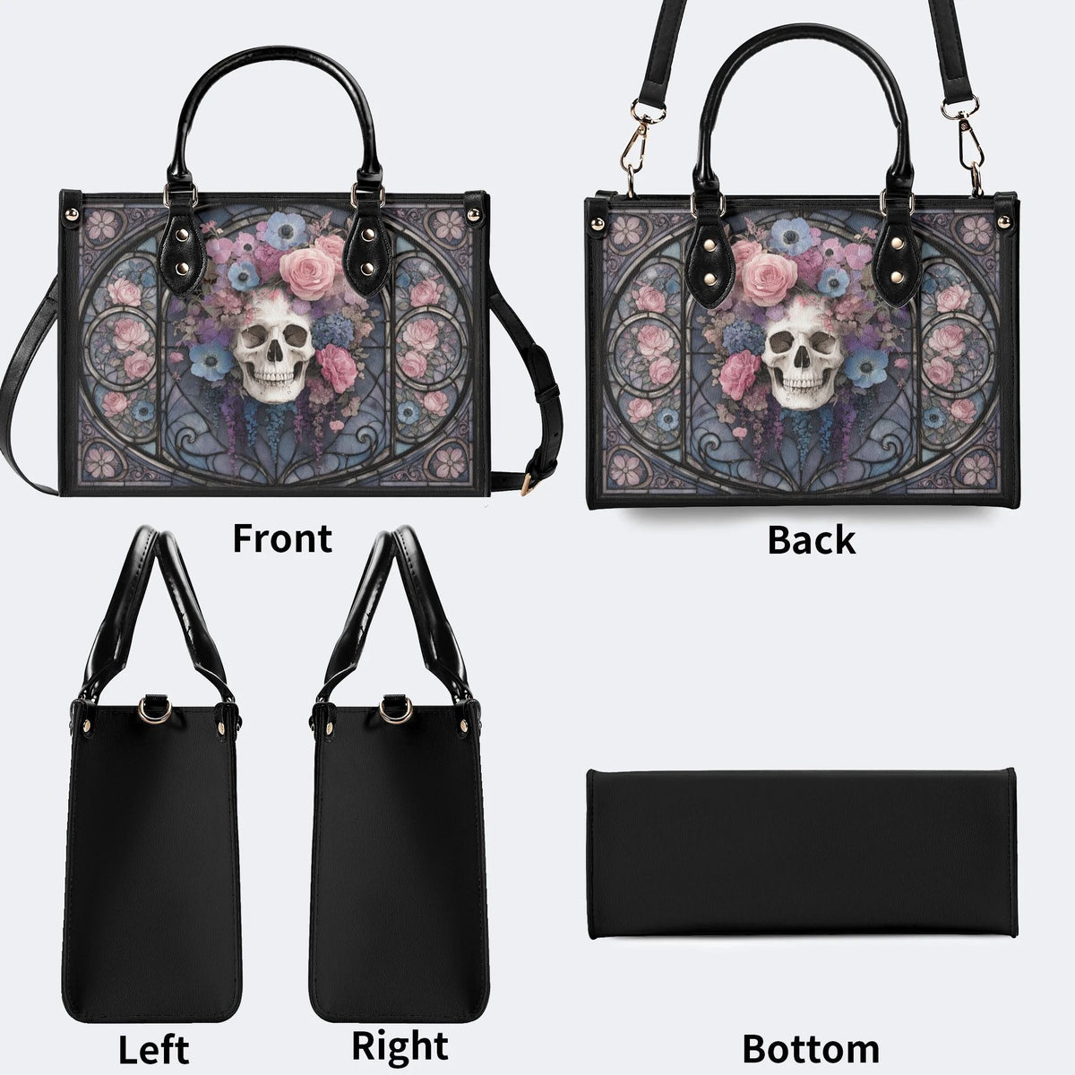 Rose Skull Glass Print Handbag Factory Direct Sales