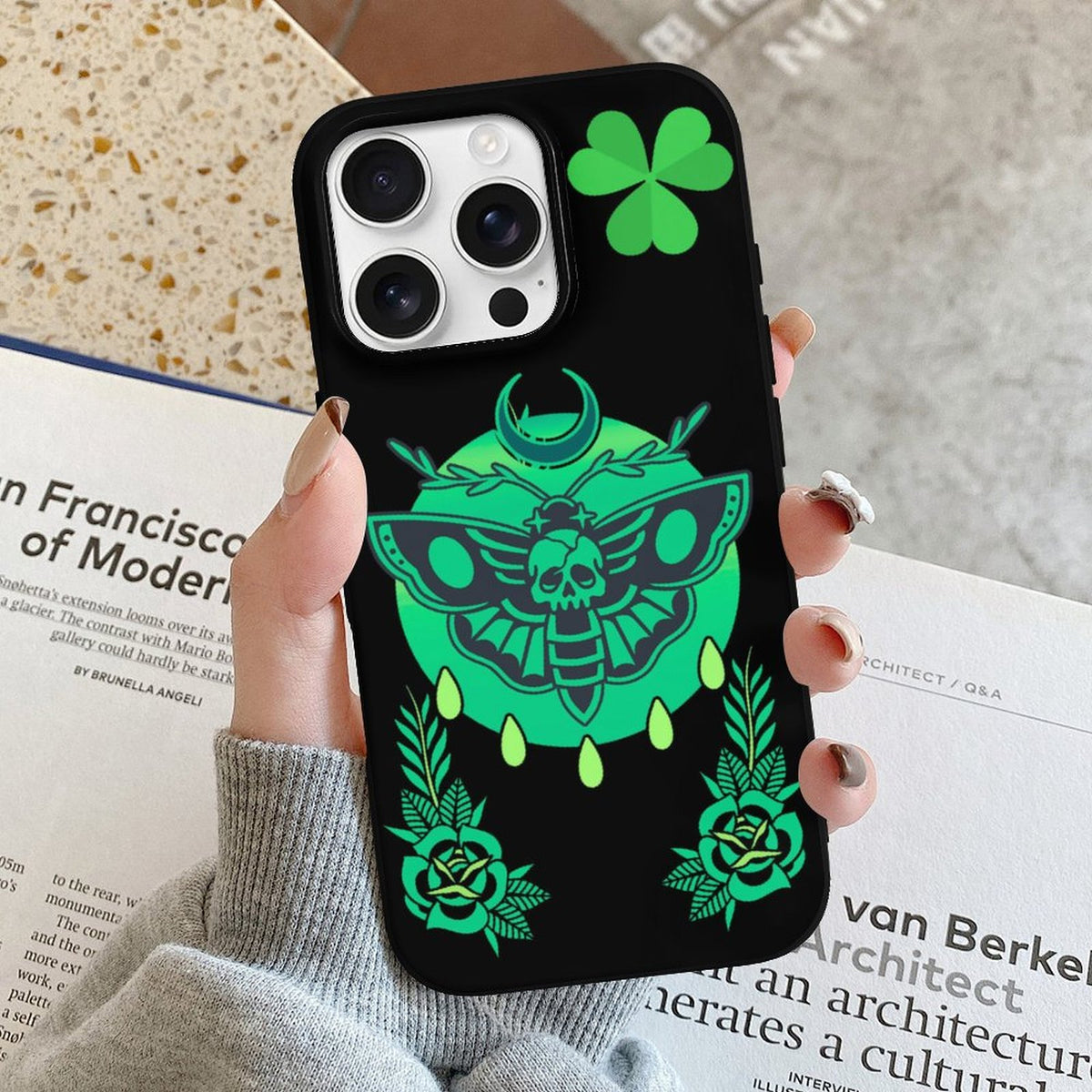 Shamrock Death Moth Print - Phone Case