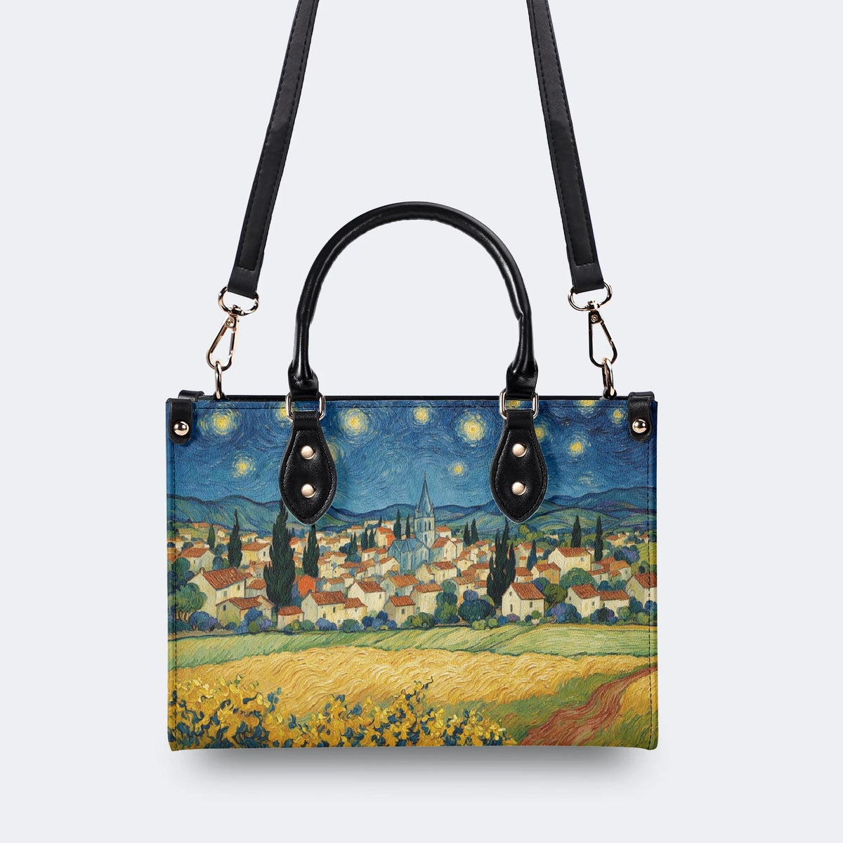 Van Gogh Starry Night Town Print Handbag Factory Direct Sales