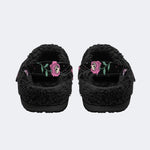 Gothic Bat Floral Skull‑Fur Lined Slippers Sandals