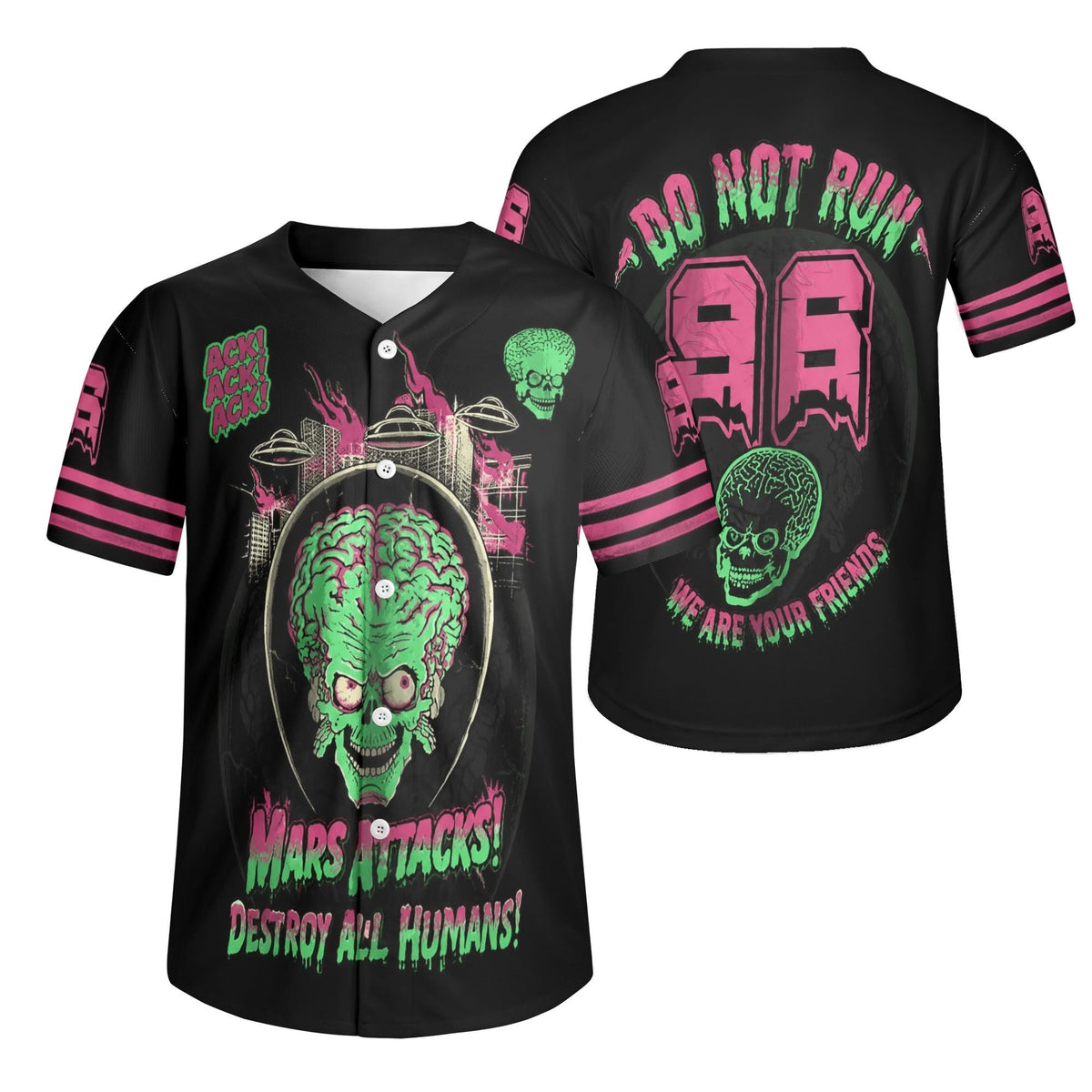 Mars Alien Invader - Men's Short Sleeve Baseball Jersey