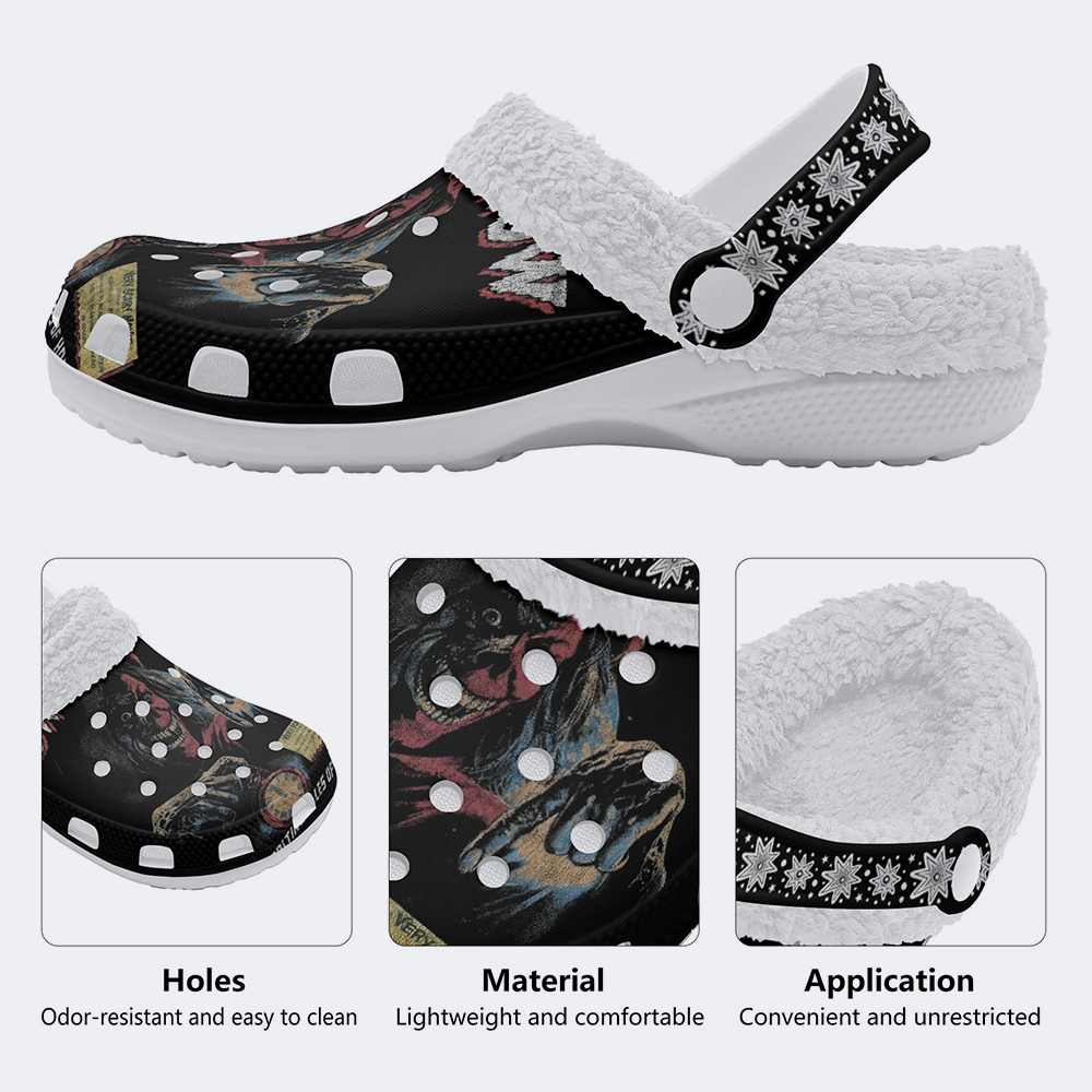 Horror Movie Vintage Graphic - Fur Lined Slippers/Sandals