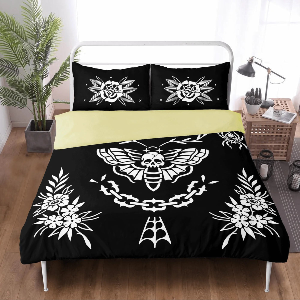 Death Moth Vintage Print - Three Piece Bedding Set