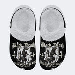 Black Death Print - Fur Lined Slippers/Sandals