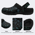 Teal Doodle Icons - Fur Lined Slippers/Sandals
