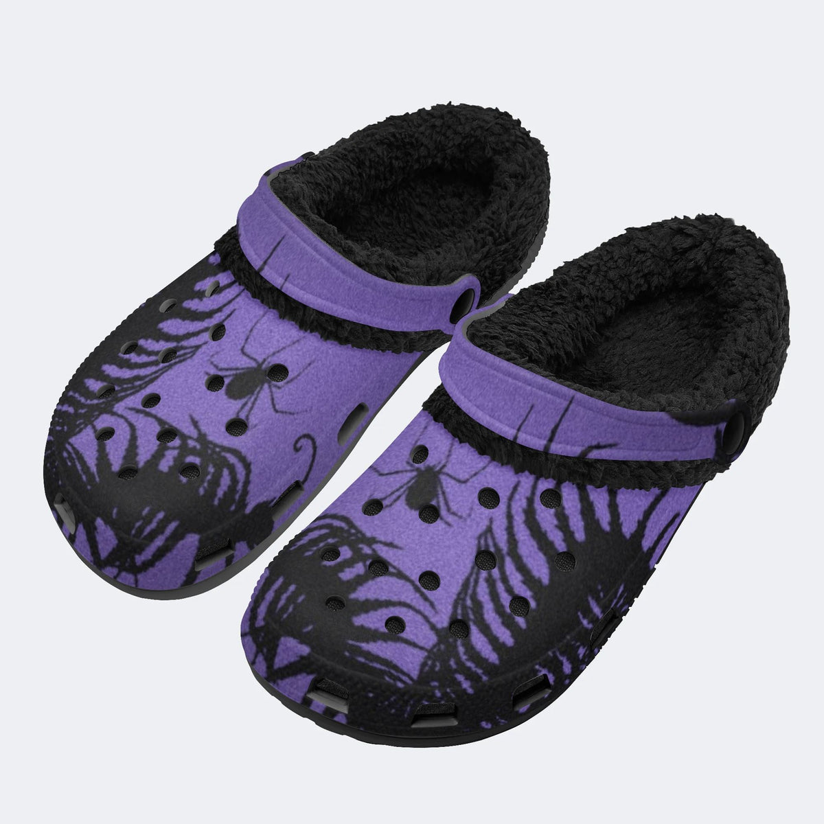 Gothic Purple Spider - Fur Lined Slippers/Sandals