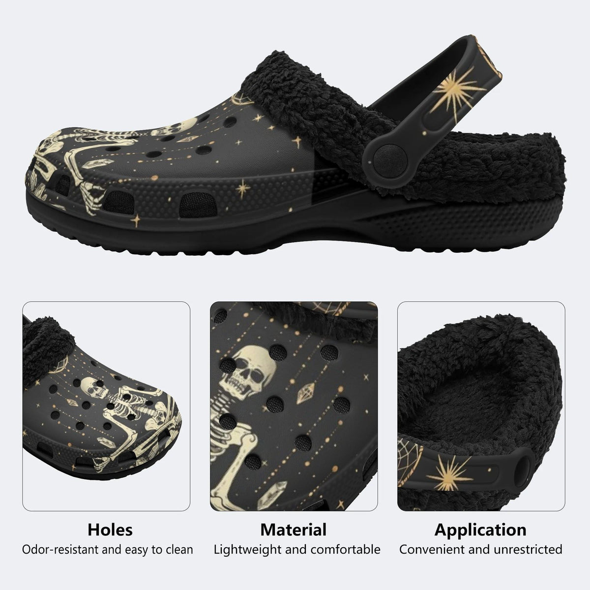 Dark Skull Crystal - Fur Lined Slippers/Sandals