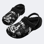 Snake And Beath Moth Print - Fur Lined Slippers/Sandals