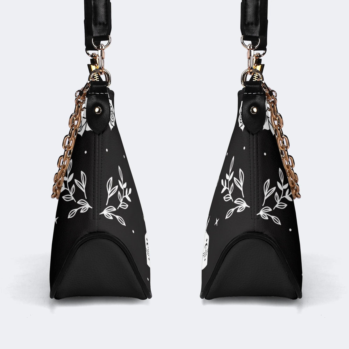 Snake And Beath Moth Print - Leather Crossbody Bag