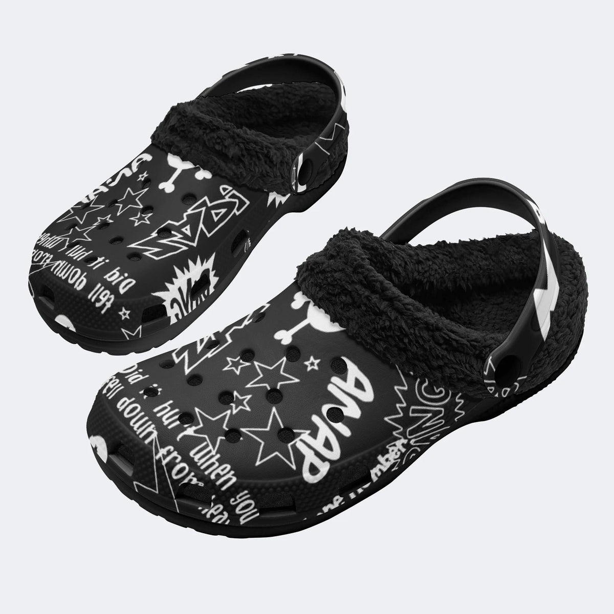 Rock Star Graffiti - Fur Lined Slippers/Sandals