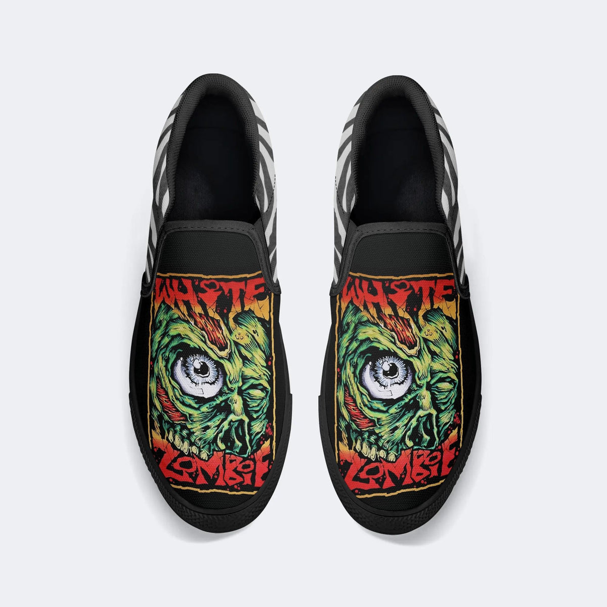 Unisex Retro Rock Print - Slip On Shoes