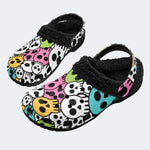 Pop Art Skull Pattern - Fur Lined Slippers/Sandals