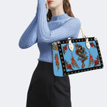 Vintage Torch And Dragon Print - Leather Handbag