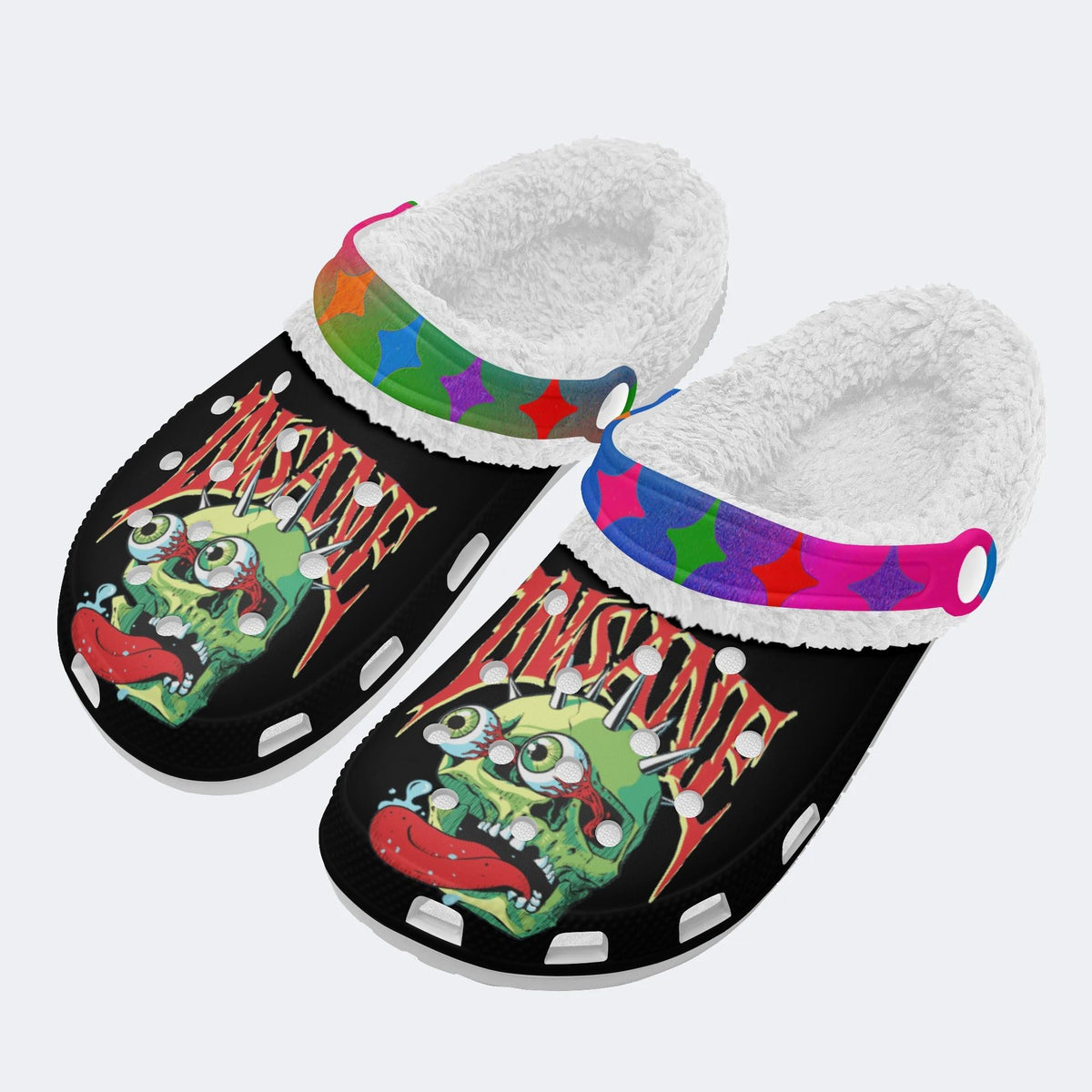 Horror Monster Print - Fur Lined Slippers/Sandals