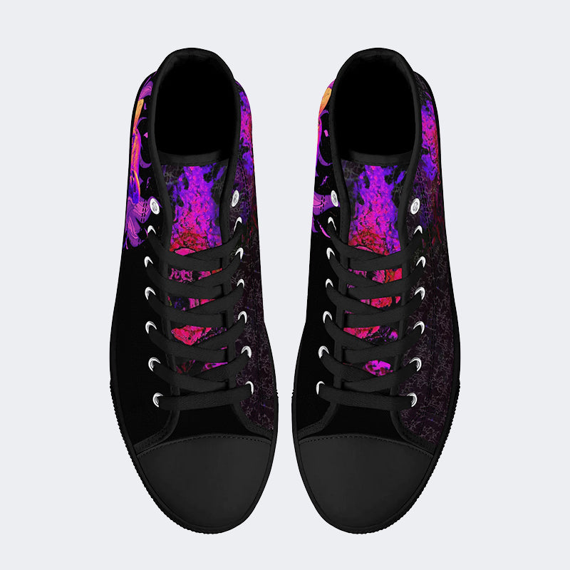 Unisex Horror Skull Print - High Top Canvas