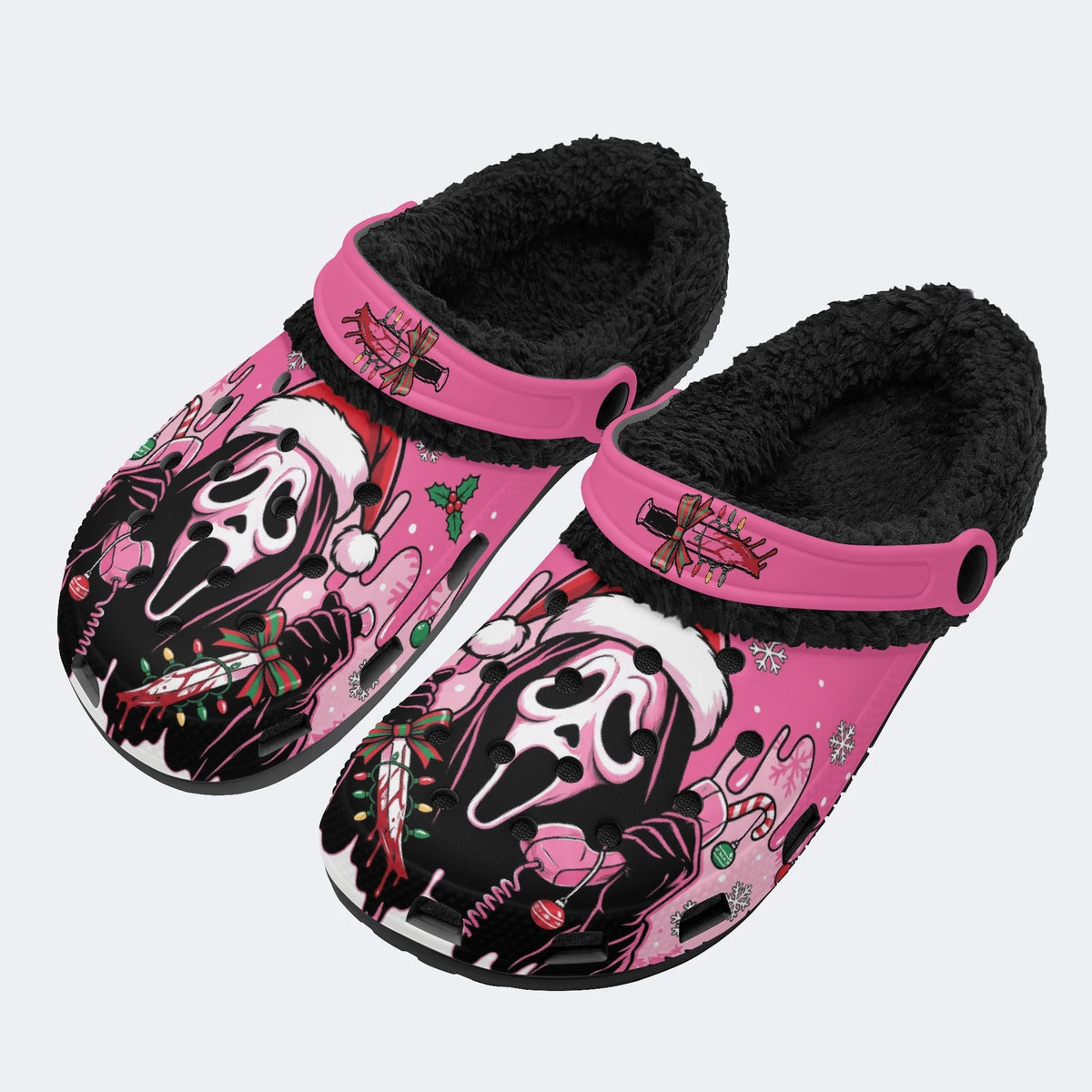 Gothmas Xmas Ghost‑ Fur Lined Slippers/Sandals