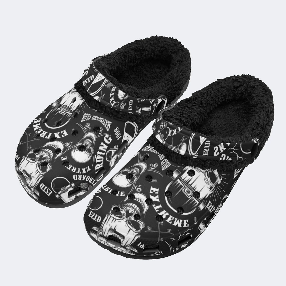 Gothic Punk Skate Art - Fur Lined Slippers/Sandals