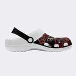 Death Moth Vintage Print - Fur Lined Slippers/Sandals