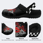 Biker Babe Heart Print - Fur Lined Slippers/Sandals