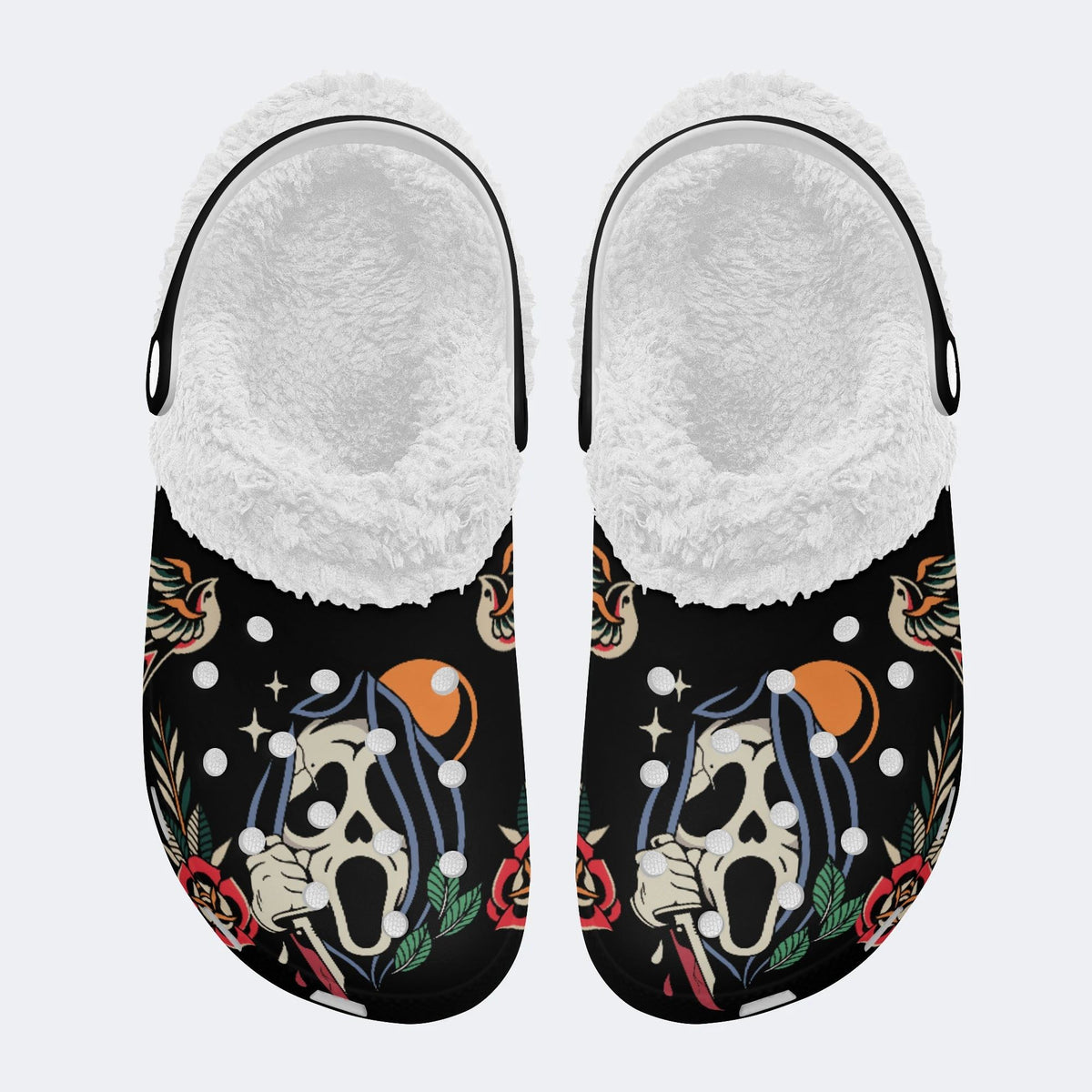 Horror Ghostface Art Print- Fur Lined Slippers/Sandals