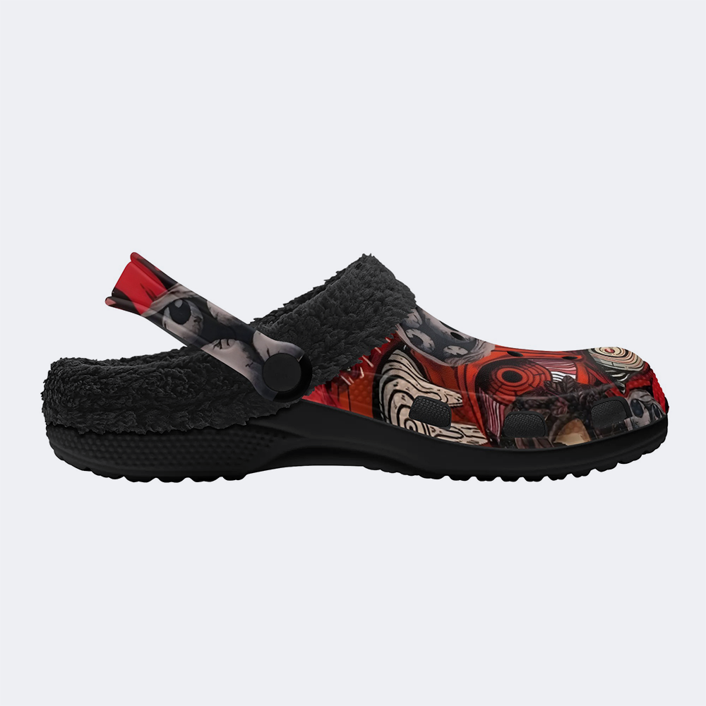 Unisex Evil Eyes Print - Fur Lined Slippers