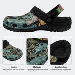 Gothic Horror Zombie Lightning Comic Art - Fur Lined Slippers/Sandals