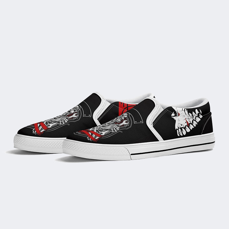 Unisex Horror Skull Print - Slip On Shoes