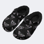 Gothic Skull Moth‑Fur Lined Slippers Sandals