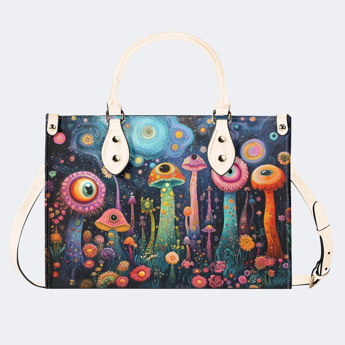 The World Of Mushrooms - Leather Handbag