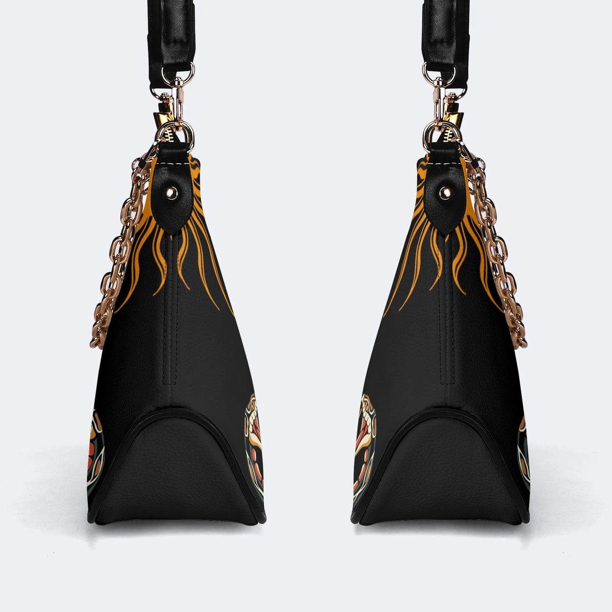 Horror Sword Snake Print - Leather Crossbody Bag