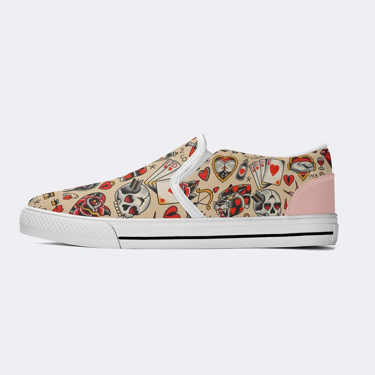 Red Love Heart - Slip On Shoes