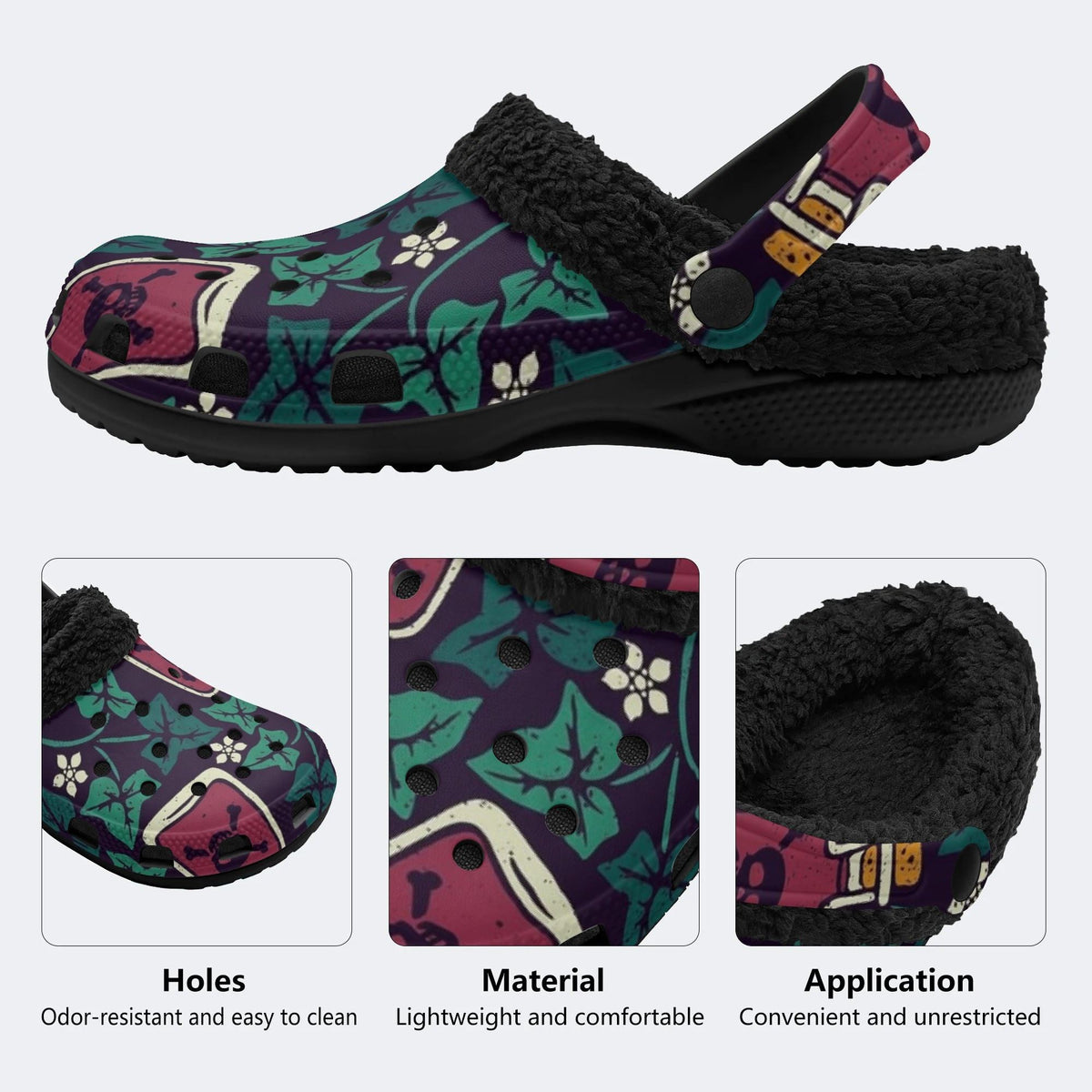 Skull Poison Ivy - Fur Lined Slippers/Sandals