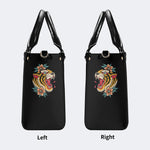 Flower Tiger Art Print - Leather Handbag