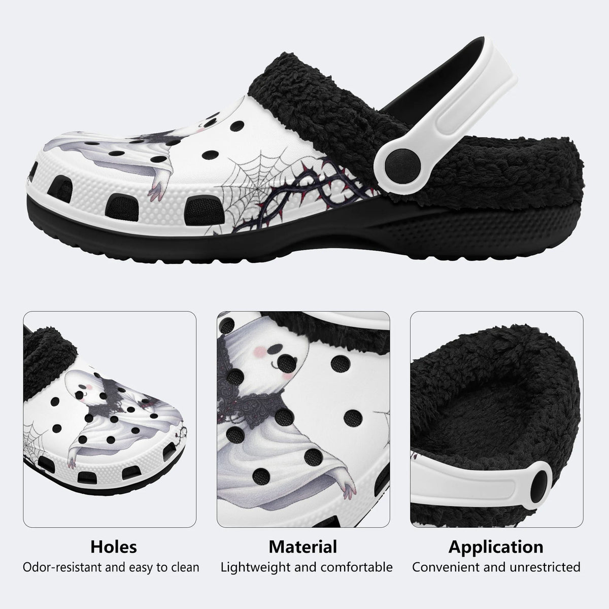 Gothic Ghost Moon - Fur Lined Slippers/Sandals