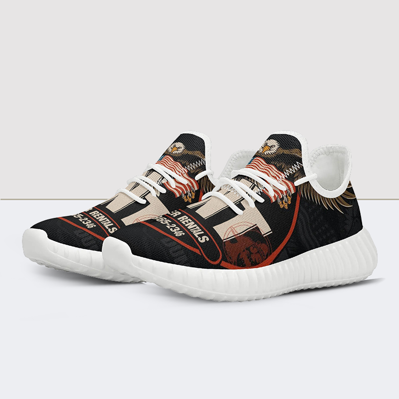 Eagle&Letter Graphic Print Mesh Knit Sneakers