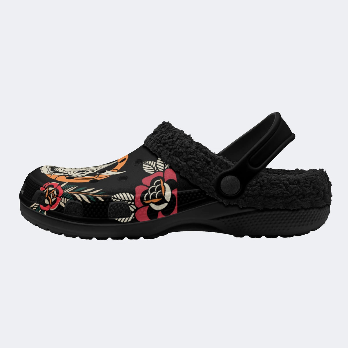 Horror Demon Print - Fur Lined Slippers/Sandals