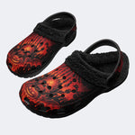 Gothic Fire Bat Skull - Fur Lined Slippers/Sandals