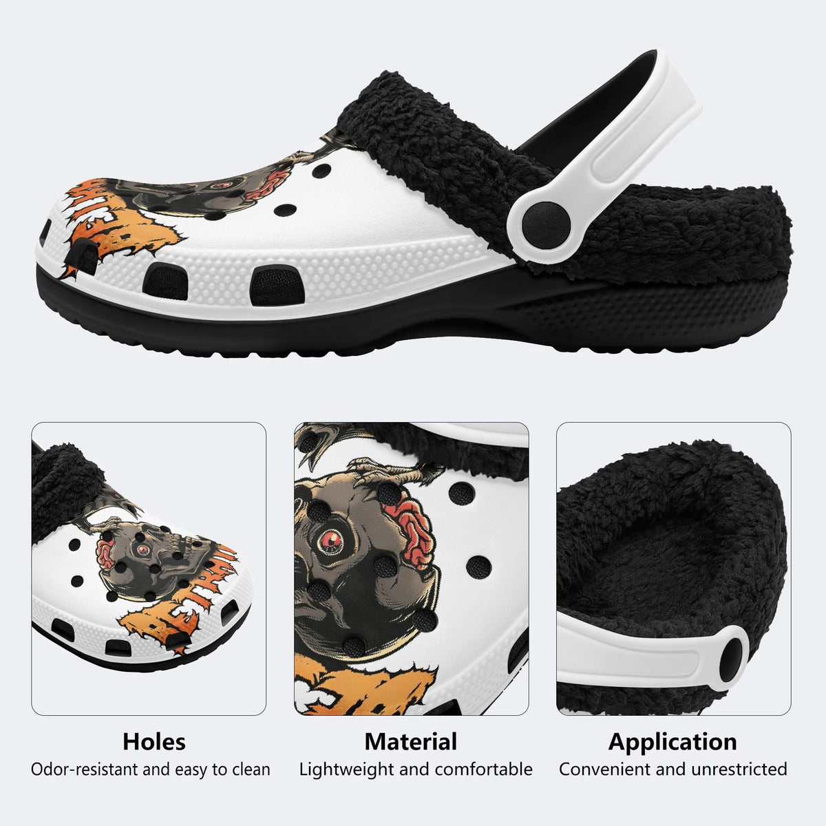 Trippy Bones - Fur Lined Slippers/Sandals