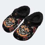 Death Moth Vintage Print - Fur Lined Slippers/Sandals