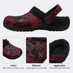 Gothic Red Spider Pentagram Spider Web - Fur Lined Slippers/Sandals