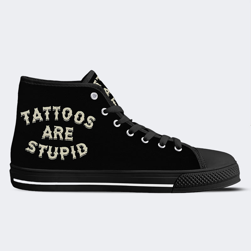 Unisex Retro Tattooed Girl Friedhof Totenkopf Punk Print - High Top Canvas